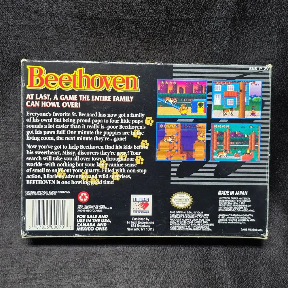 Super Nintendo Beethoven The Ultimate Canine Caper Hi Tech SNES Video Game & Box